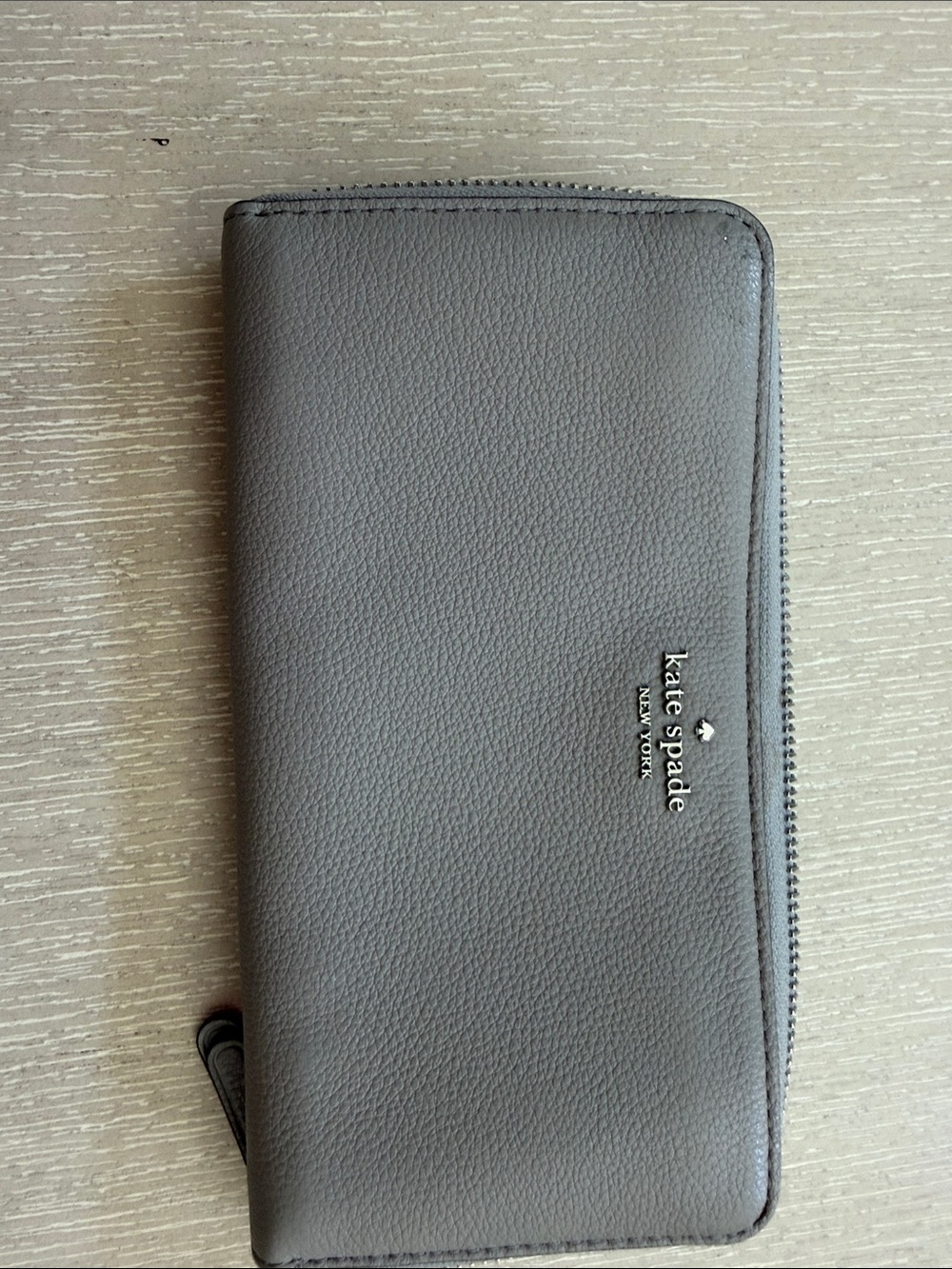 kate spade ♠️ gray pebble leather zip wallet